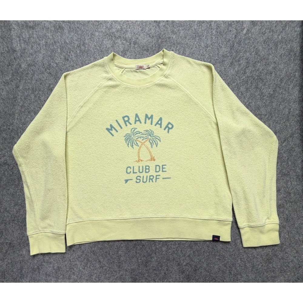 Faherty Miramar Club De Surf Sweatshirt Yellow Terry Cloth Raglan Pullover XS
